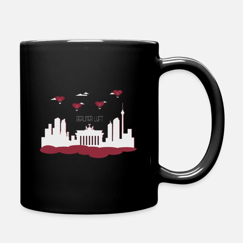 Berliner Luft - Berliner Skyline mit Love Ballons - Tasse einfarbig - Schwarz