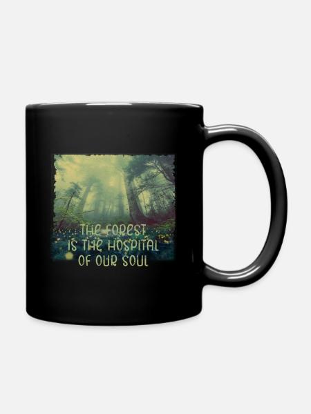 Wald Seele Heilung Natur Baum Bäume grün Lunge - Tasse einfarbig - Schwarz