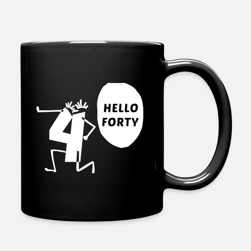 hello forty hello 40 years anniversary - Full Colour Mug - black