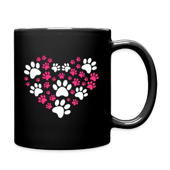Heart of paws - Paw of paws - Paw prints - Full Colour Mug - black - Right