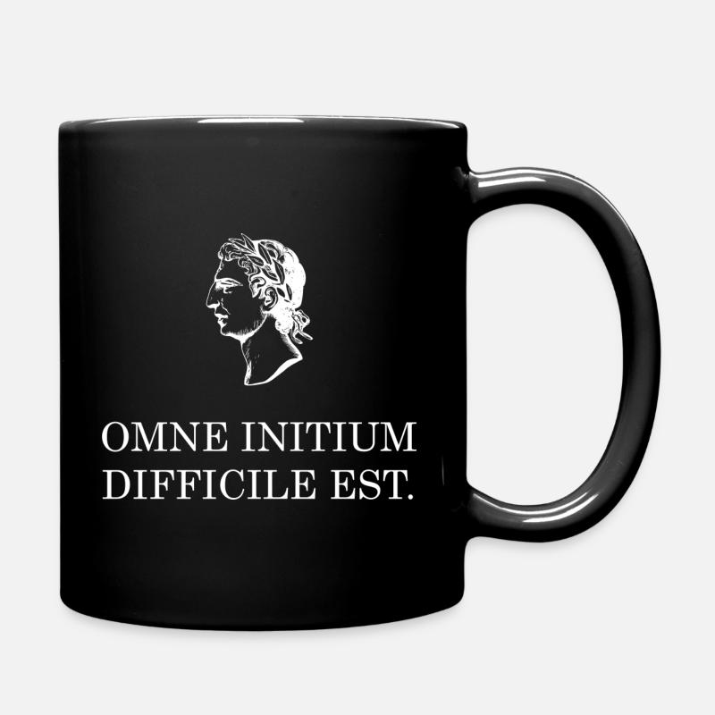 all beginning is difficult latin white - Full Colour Mug - black