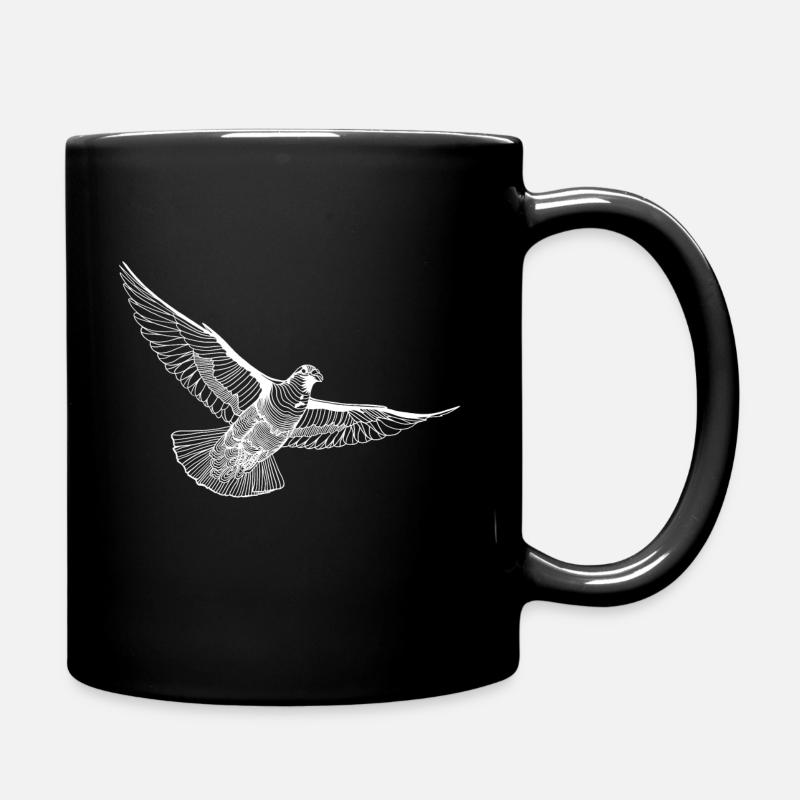 Fliegende Taube Illustration Line Art - Tasse einfarbig - Schwarz