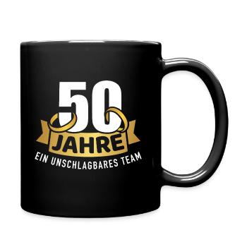 Goldene Hochzeit - Tasse einfarbig - Schwarz - Rechts
