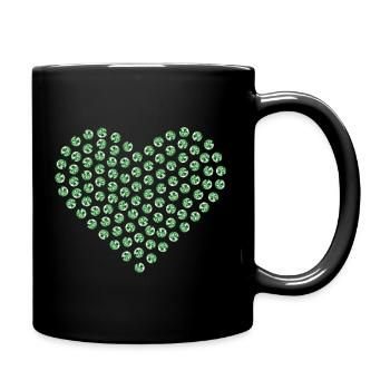 Diamond heart green large - Full Colour Mug - black - Right