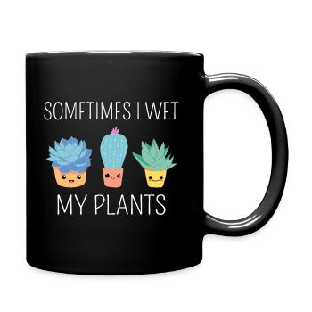 Parfois, je mouille mes plantes II - Mug uni - noir - Droite