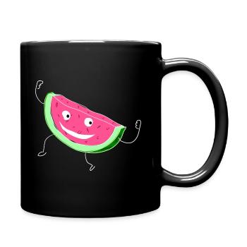 Melone Melonen Wassermelone - Tasse einfarbig - Schwarz - Rechts