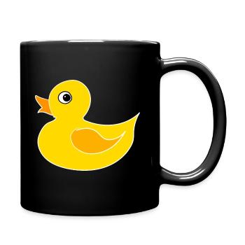 Ente Entchen Quietscheente Quak - Tasse einfarbig - Schwarz - Rechts
