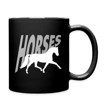 Pferde, Reiten, Dressur, Reitmode, Mädchen, Frauen - Tasse einfarbig - Schwarz - Rechts