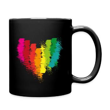 herz, regenbogen,pinsel,malerei,bunt - Tasse einfarbig - Schwarz - Rechts