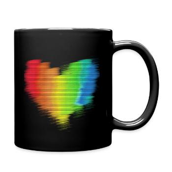herz, regenbogen, malerei,bunt,unschärfe - Tasse einfarbig - Schwarz - Rechts
