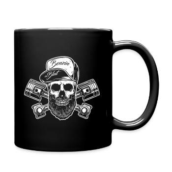 Gasoline in the blood - Oldschool Skull - Full Colour Mug - black - Right