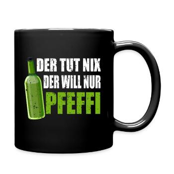 Pfeffi Pfefferminzlikör und Pfefferminzschnap - Tasse einfarbig - Schwarz - Rechts