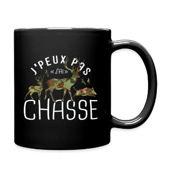 Je peux pas j'ai chasse humour chasseur cerf - Mug uni - noir - Droite