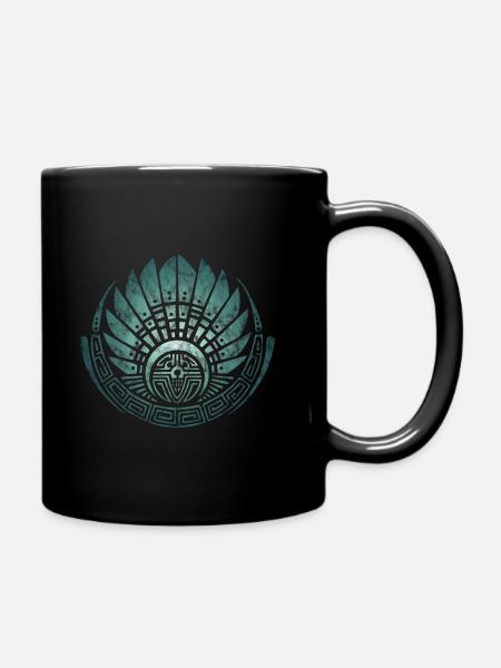 Maya Mask Quetzalcoatl Indien Mexique Crop Circle - Mug uni - noir