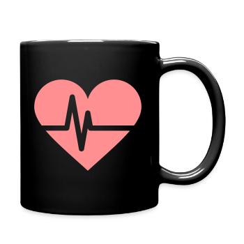 Heartbeat Herz Herzschlag - Tasse einfarbig - Schwarz - Rechts