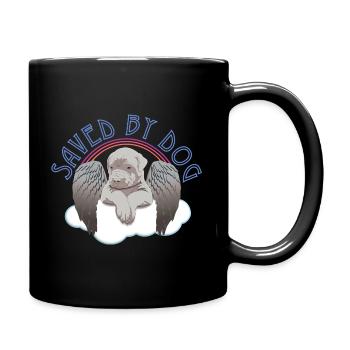 Baby Hund mit Engelsflügeln - SavedByDog - Tasse einfarbig - Schwarz - Rechts
