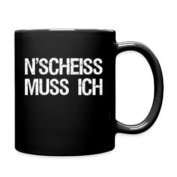 Ein Scheiss muss ich - Tasse einfarbig - Schwarz - Rechts