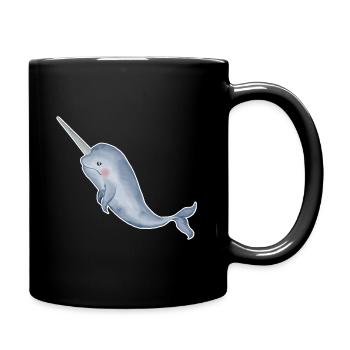 sweet narwhal watercolor - Full Colour Mug - black - Right