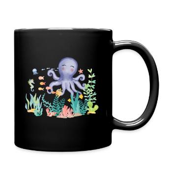 we love the ocean squid - Full Colour Mug - black - Right