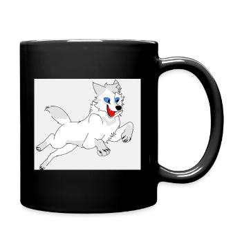 springender Wolf - Tasse einfarbig - Schwarz - Rechts