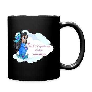 Geschenk für Schwangere 💗schwangere Prinzessinnen - Tasse einfarbig - Schwarz - Rechts
