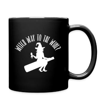 Witch way to the wine - Halloween Sprüche - Tasse einfarbig - Schwarz - Rechts