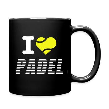 I LOVE PADEL - Padel Liebesgeschenk - Tasse einfarbig - Schwarz - Rechts
