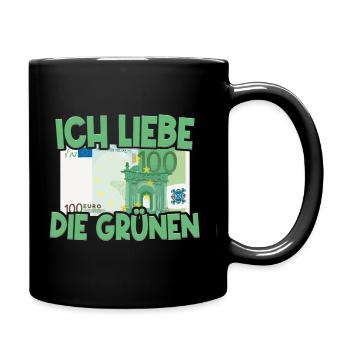 Ich liebe die Grünen - Tasse einfarbig - Schwarz - Rechts