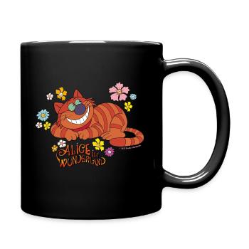Alice Im Wunderland Grinsekatze Blumengarten - Tasse einfarbig - Schwarz - Rechts