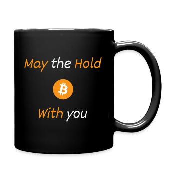 Design bitcoin - MAY THE HOLD BE WITH YOU - Mug uni - noir - Droite