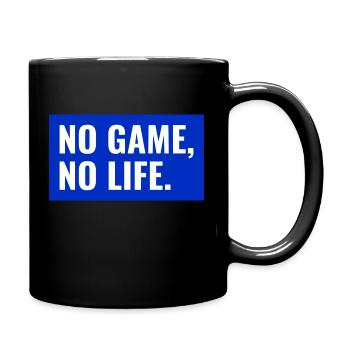 NO GAME, NO LIFE. Blue Design - Full Colour Mug - black - Right