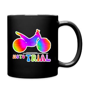 TRIAL Batik Retro - Trialbike Motorrad Sport - Tasse einfarbig - Schwarz - Rechts