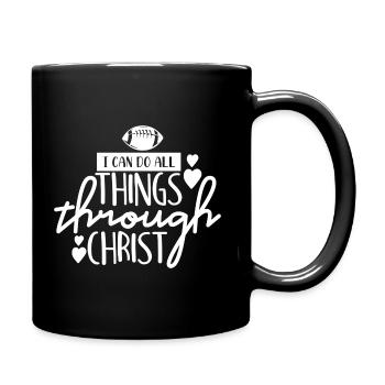 Je peux tout faire par Christ - Football - Mug uni - noir - Droite