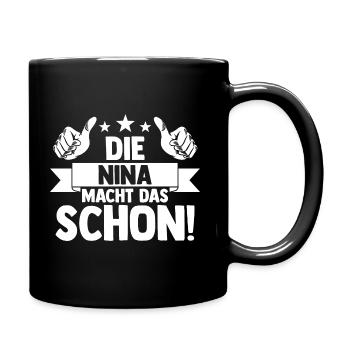 Vorname Nina - Tasse einfarbig - Schwarz - Rechts