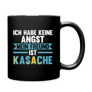 Ich habe keine Angst mein Freund ist Kasache - Tasse einfarbig - Schwarz - Rechts