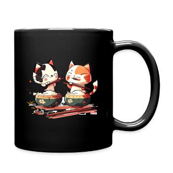 De mignons chats comiques mangent du riz ensemble - Mug uni - noir - Droite