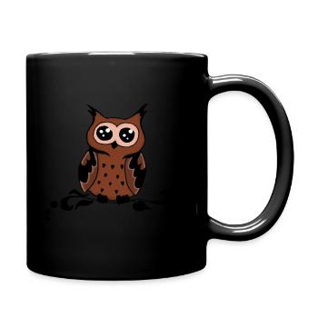 Hibou brun/noir - Mug uni - noir - Droite