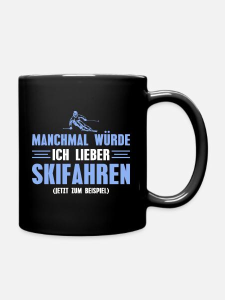 Skifahren Spruch Wintersportler Skifahrer - Tasse einfarbig - Schwarz