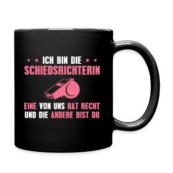 Fußballschiedsrichterin Schiri Schiedsrichterin - Tasse einfarbig - Schwarz - Rechts