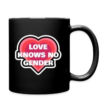 Love Knows No Gender Herz - Tasse einfarbig - Schwarz - Rechts