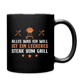 Steak vom Grill Barbecue Grillen - Tasse einfarbig - Schwarz - Rechts
