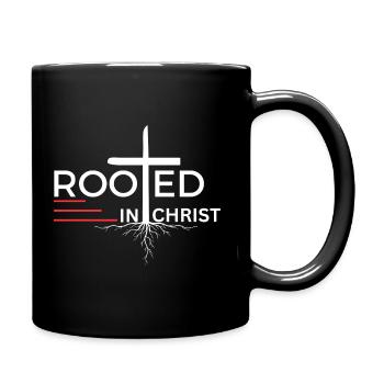 Verwurzelt in Christus - Kolosser 2:7 Kleidung - Tasse einfarbig - Schwarz - Rechts