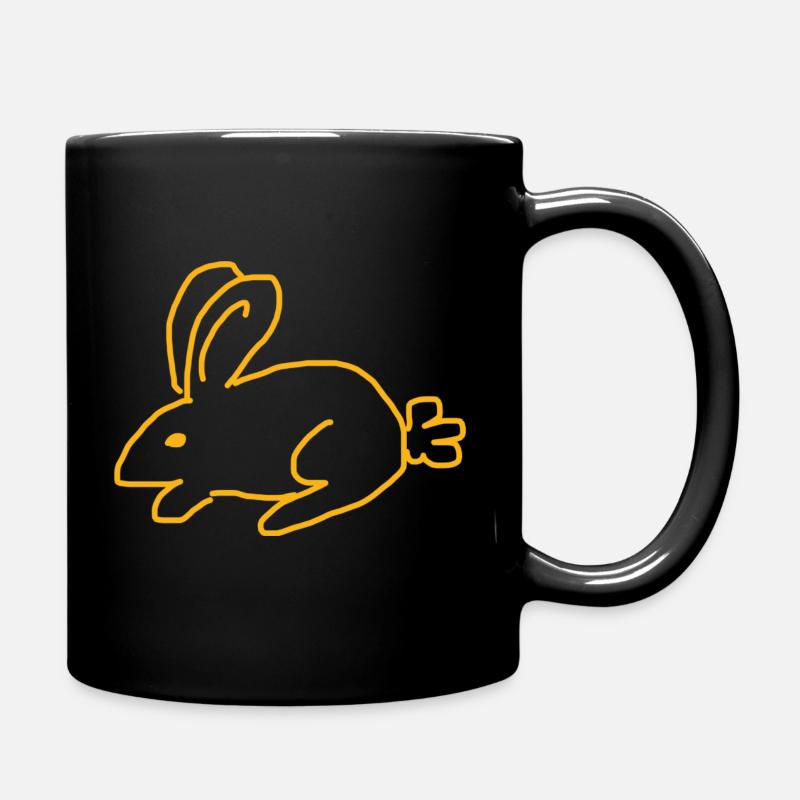 Fischerhut mit Kaninchen - Tasse einfarbig - Schwarz