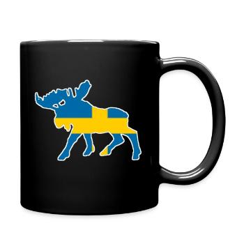 Elch Flagge Schweden - Tasse einfarbig - Schwarz - Rechts