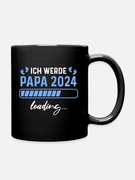 Ich werde Papa 2024 Babyparty - Tasse einfarbig - Schwarz