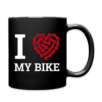 J’aime mon cœur de chaîne de vélo - Mug uni - noir - Droite