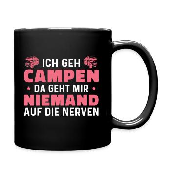 Wohnmobil Camping Humor Camperin - Tasse einfarbig - Schwarz - Rechts