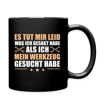Schrauber Handwerker Humor Kfz Mechaniker - Tasse einfarbig - Schwarz - Rechts