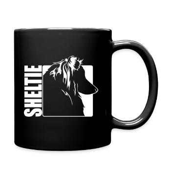 Sheltie Profil Hunde Hund Hütehunde Wilsigns - Tasse einfarbig - Schwarz - Rechts