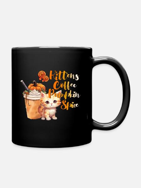 Kittens coffee pumpkin spice Halloween season - Tasse einfarbig - Schwarz